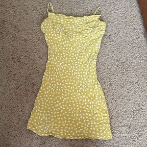 Native Daughters Yellow And White spotted Spaghetti Strap Mini Dress Size Small